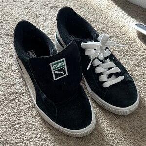 Puma Classic Black and White Suede Sneakers